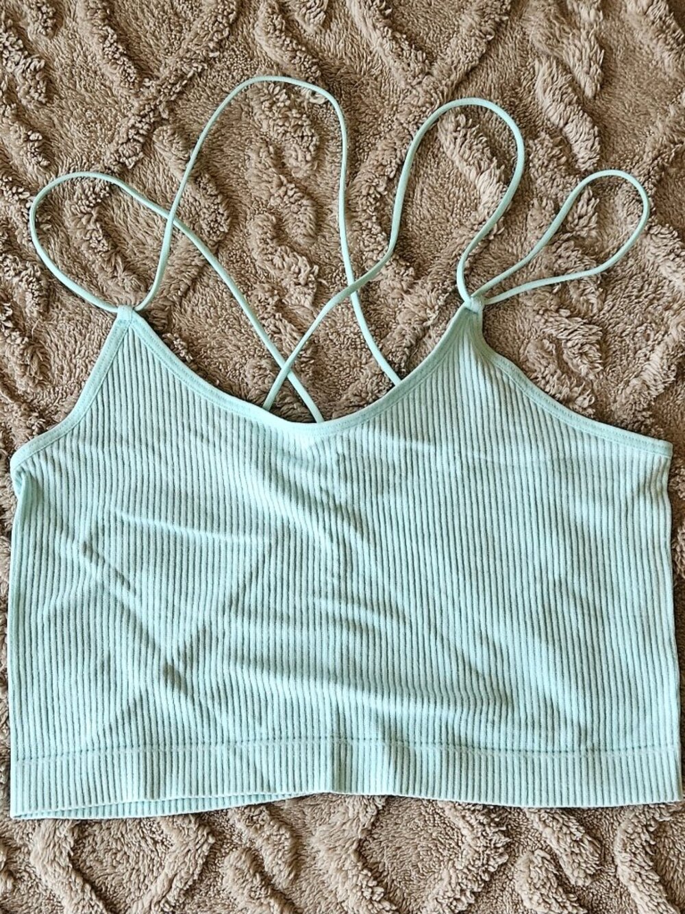 Ribbed strappy crop top